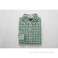 Toque suave 100% algodón verde cheque camisas para hombres